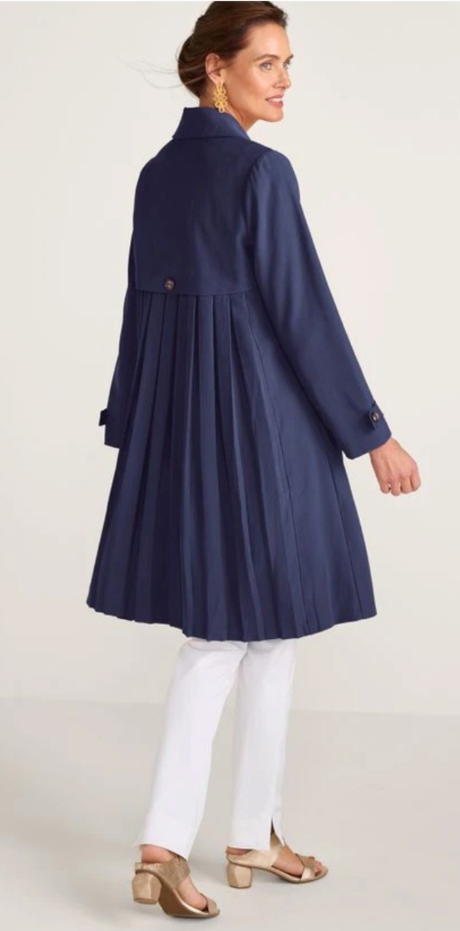 NEW SOFT SURROUNDINGS NAVY BLUE TOWN & COUNTRY TRENCH COAT JACKET SZ M